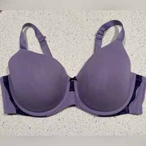 Ambrielle Cotton Full Coverage Purple Bra Lace Trim Size 44DD